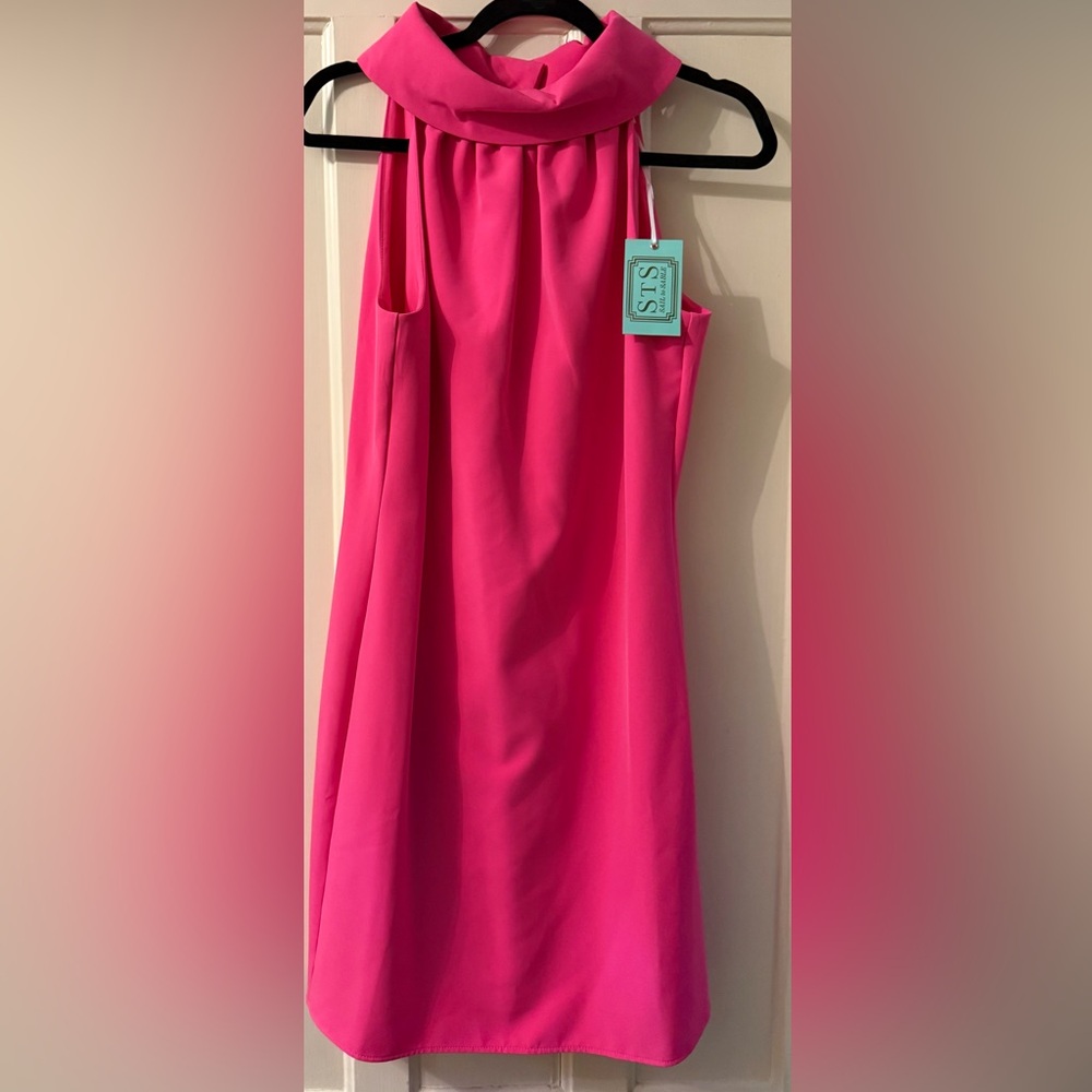 Sail to Sable Hot Pink Sleeveless Cowl Neck Shift Dress - Picture 1 of 5